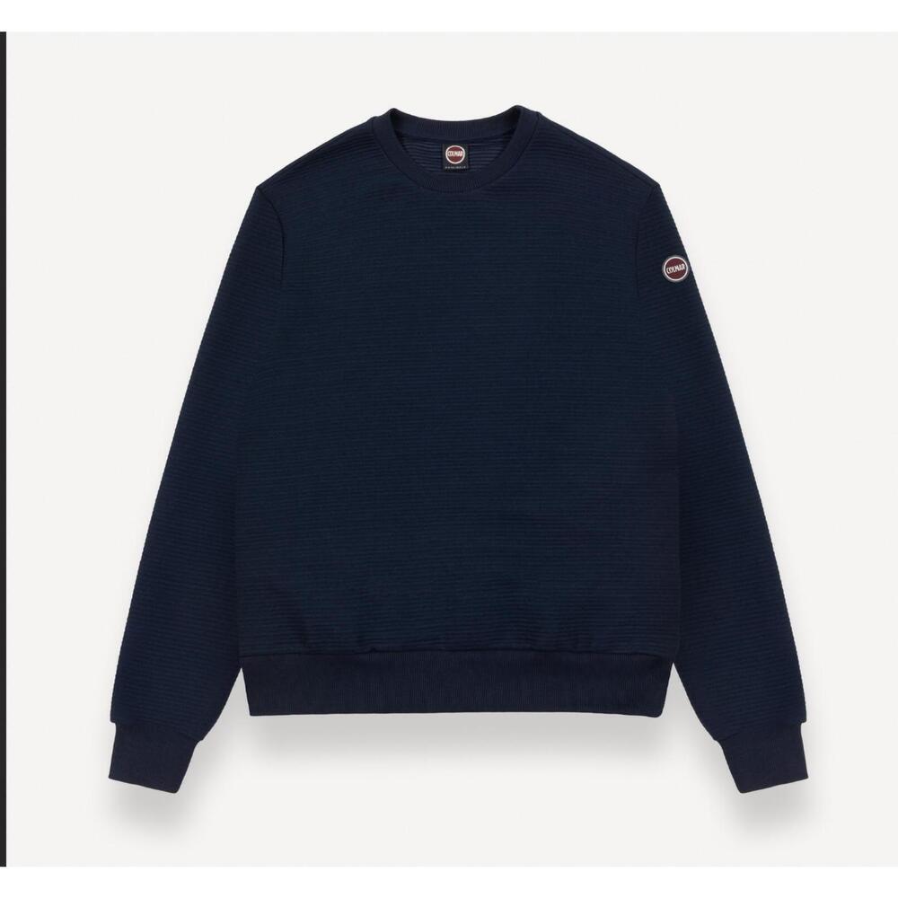 NEW COLMAR men's crewneck ribbed ottoman sweatshirt in navy blue